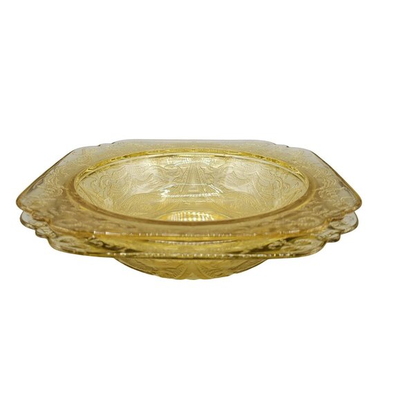 1930's Depression Glass Rim Soup Bowl Federal Madrid Amber Set of Two - Picture 5 of 9